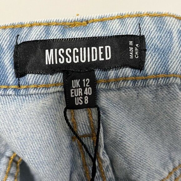 Missguided Extreme Rip Hem High-Waist Denim Shorts - Size US 8 - Picture 6 of 11